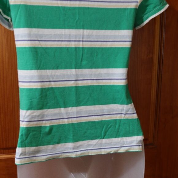 Vintage Y2K Hollister Green & White Stripe Baby Polo Shirt Medium - Picture 13 of 16